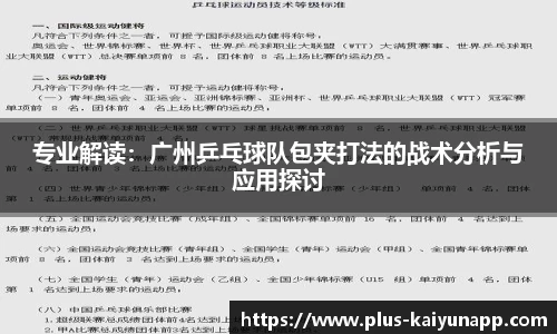 专业解读：广州乒乓球队包夹打法的战术分析与应用探讨