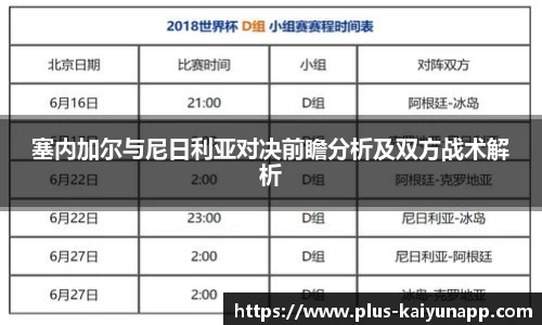 塞内加尔与尼日利亚对决前瞻分析及双方战术解析